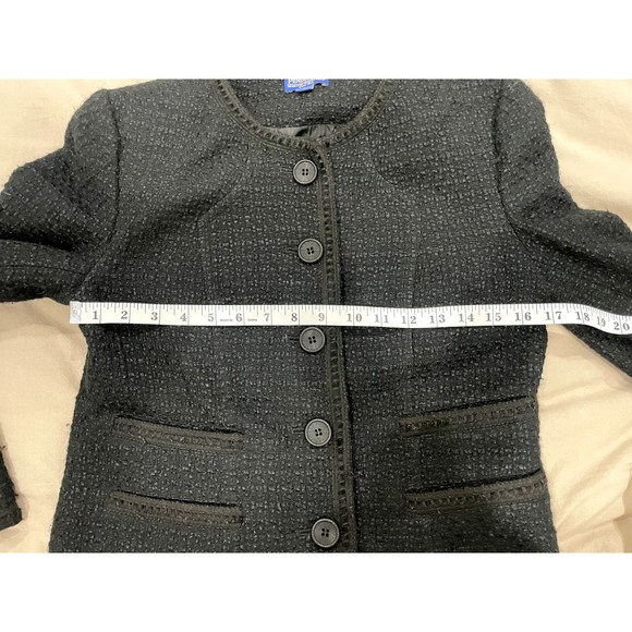 Pendleton Womens 6 Jacket Collarless Textured Black 5 Button Work Boss Corporate - Picture 6 of 7